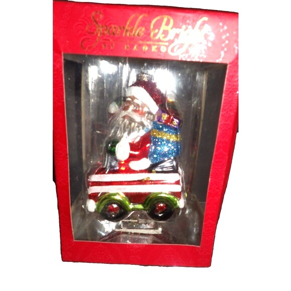 Christopher Radko 2012 Blown Glass Santa in Car Ornament Sparkle Bright NIB HTF - Picture 1 of 11